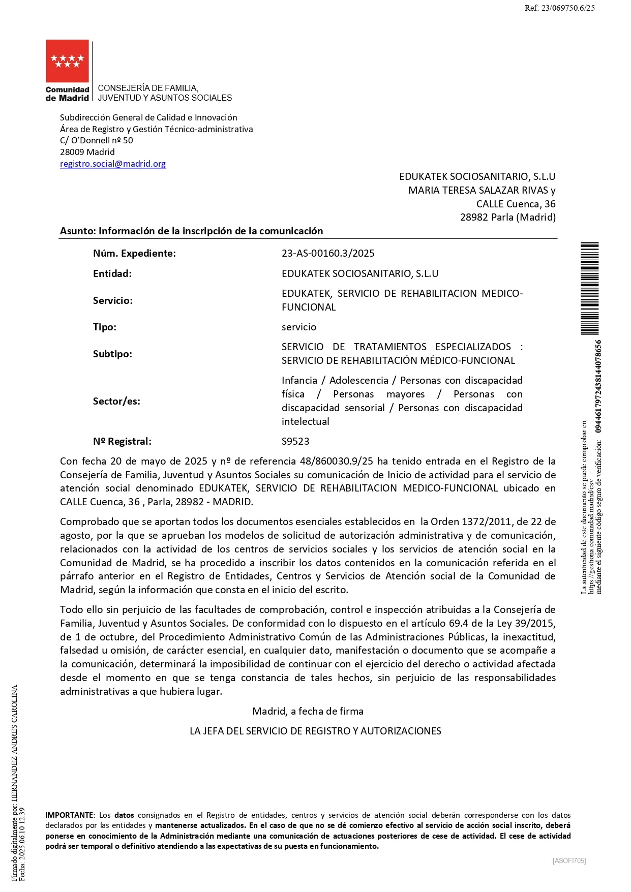 Servicio de rehabilitación
